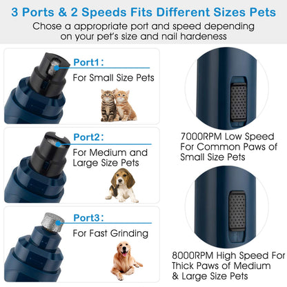 Rechargeable Dog Nail Grinder for Small Medium Large Dogs & Cats
