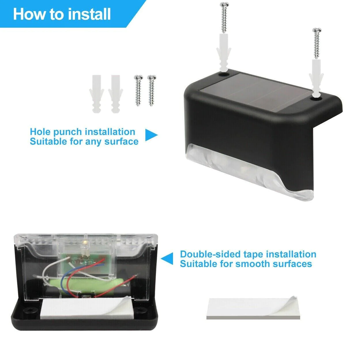 8 Pack of Waterproof Solar Lights for Stairs