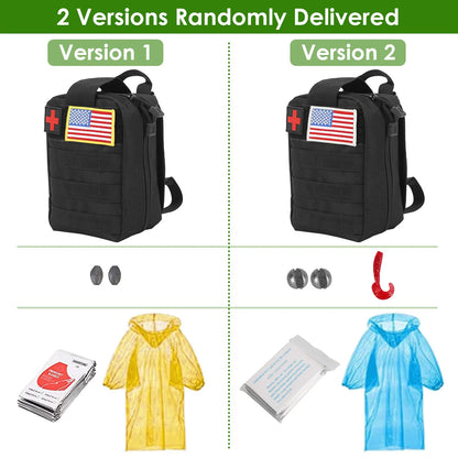 47Pcs Emergency Survival Kit Survival EDC Gear Equipment Tool First Aid Supplies Kit Tools with Pouch for Hiking Hunting Disaster Camping Adventure