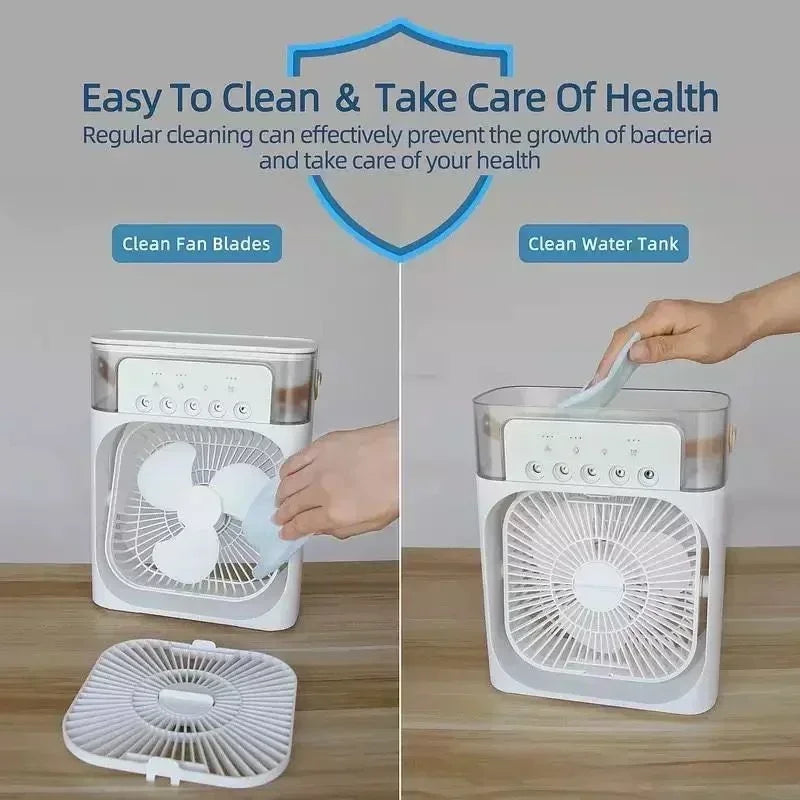 3 in 1 Small Air Cooler, LED Night Light, and Portable Humidifier