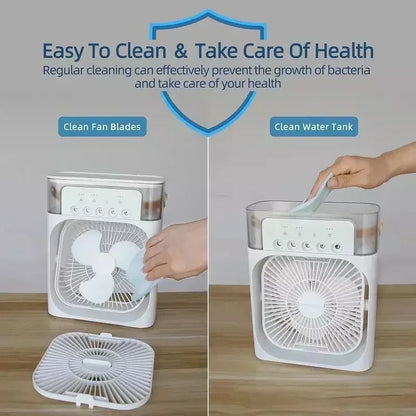 3 in 1 Small Air Cooler, LED Night Light, and Portable Humidifier