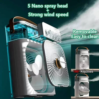 3 in 1 Small Air Cooler, LED Night Light, and Portable Humidifier