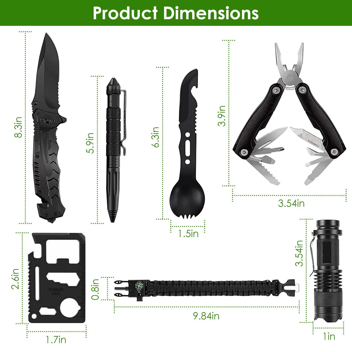 47Pcs Emergency Survival Kit Survival EDC Gear Equipment Tool First Aid Supplies Kit Tools with Pouch for Hiking Hunting Disaster Camping Adventure
