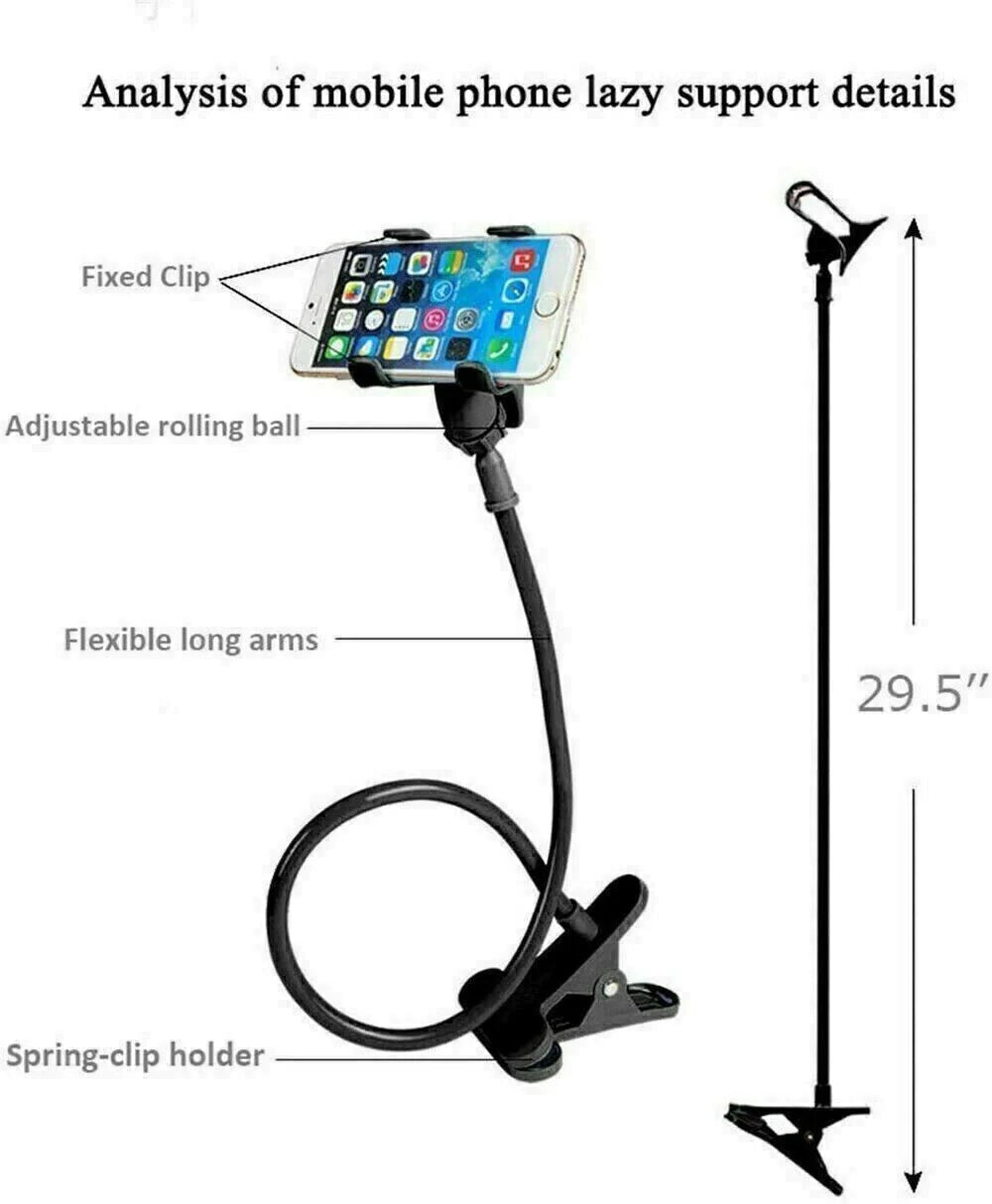 Lazy Mobile Phone Flexible Stand Holder Clip On
