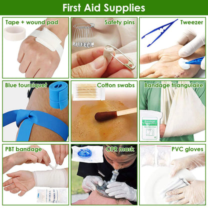 47Pcs Emergency Survival Kit Survival EDC Gear Equipment Tool First Aid Supplies Kit Tools with Pouch for Hiking Hunting Disaster Camping Adventure
